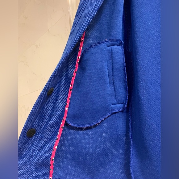 Vintage Elle Blue Knit Bow Snap Button Down Sweater Jacket XS - Picture 6 of 10